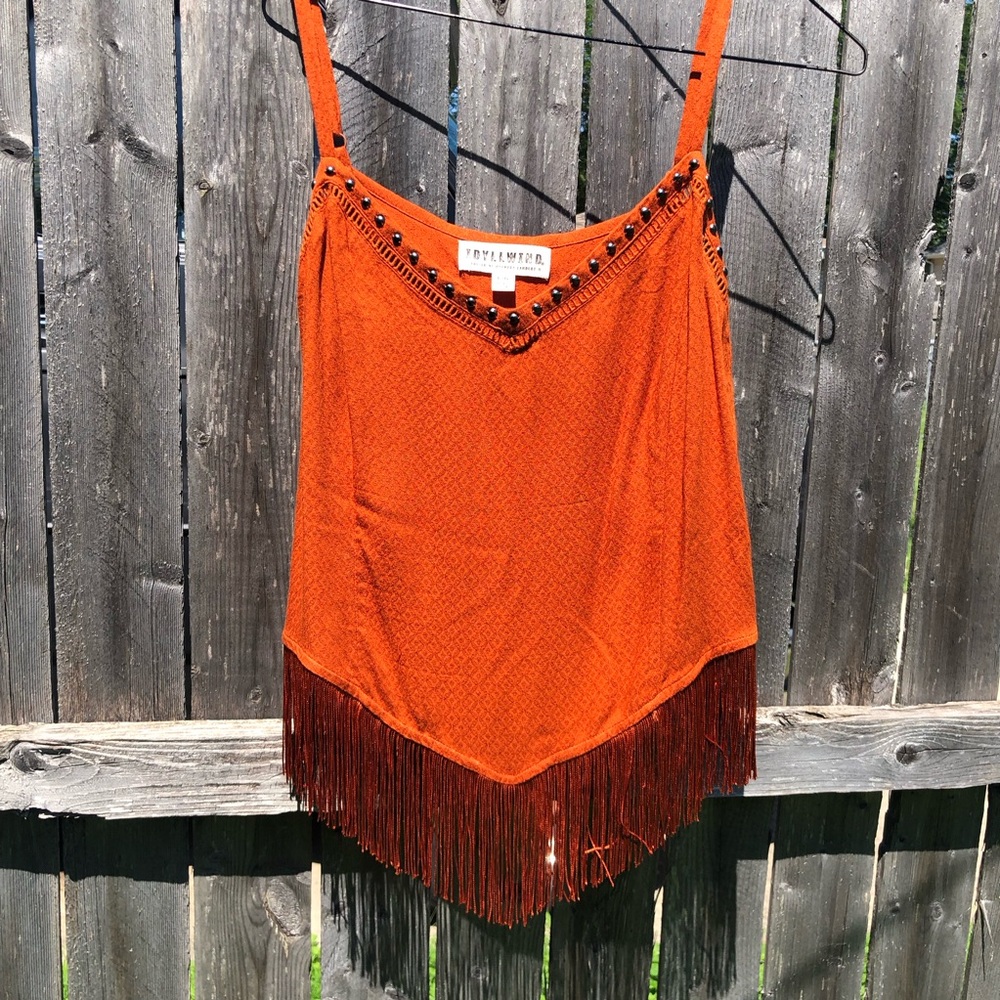 Idyllwind Orange Fringe Camisole Tank Top